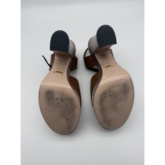 Gucci Brown Leather Platform Sandals With GG Cut-Out Design Size 38.5 EU - Picture 5 of 8